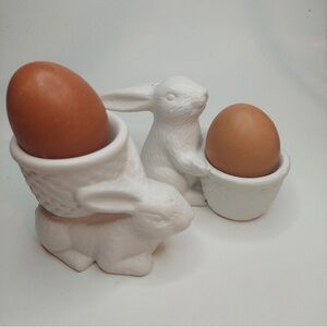 NWT SET of 2 Egg Holders / Tea Light Holders - White Ceramic - Tableware Decor